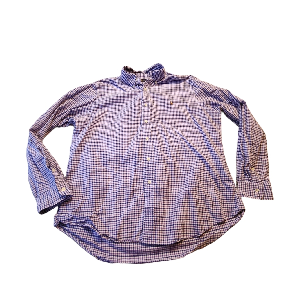 🤩Ralph Lauren Men's Long-Sleeve Button Checkered Shirt Size XL A21
